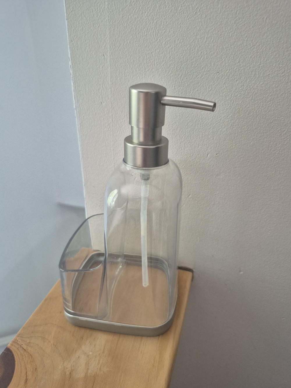 Stainless Silver Clear Soap Dispenser with Organizer - Brand